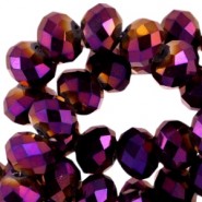 Faceted glass beads 6x4mm rondelle Violet diamond metallic